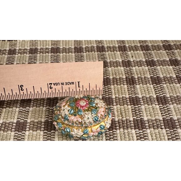 Joan Rivers Floral Pink Enamel Trinket Box Rhinestones Gold-Tone Victorian Style - Picture 9 of 10